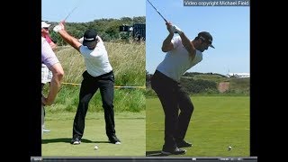 Jon Rahm golf swing  Long Iron faceon amp downtheline July 2017 [upl. by Opportuna]