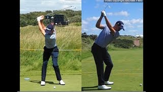 Justin Thomas golf swing  Long Iron faceon amp downtheline July 2017 [upl. by Mayhs]