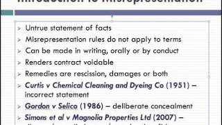 Misrepresentation Lecture 1 of 4 [upl. by Hgielah337]